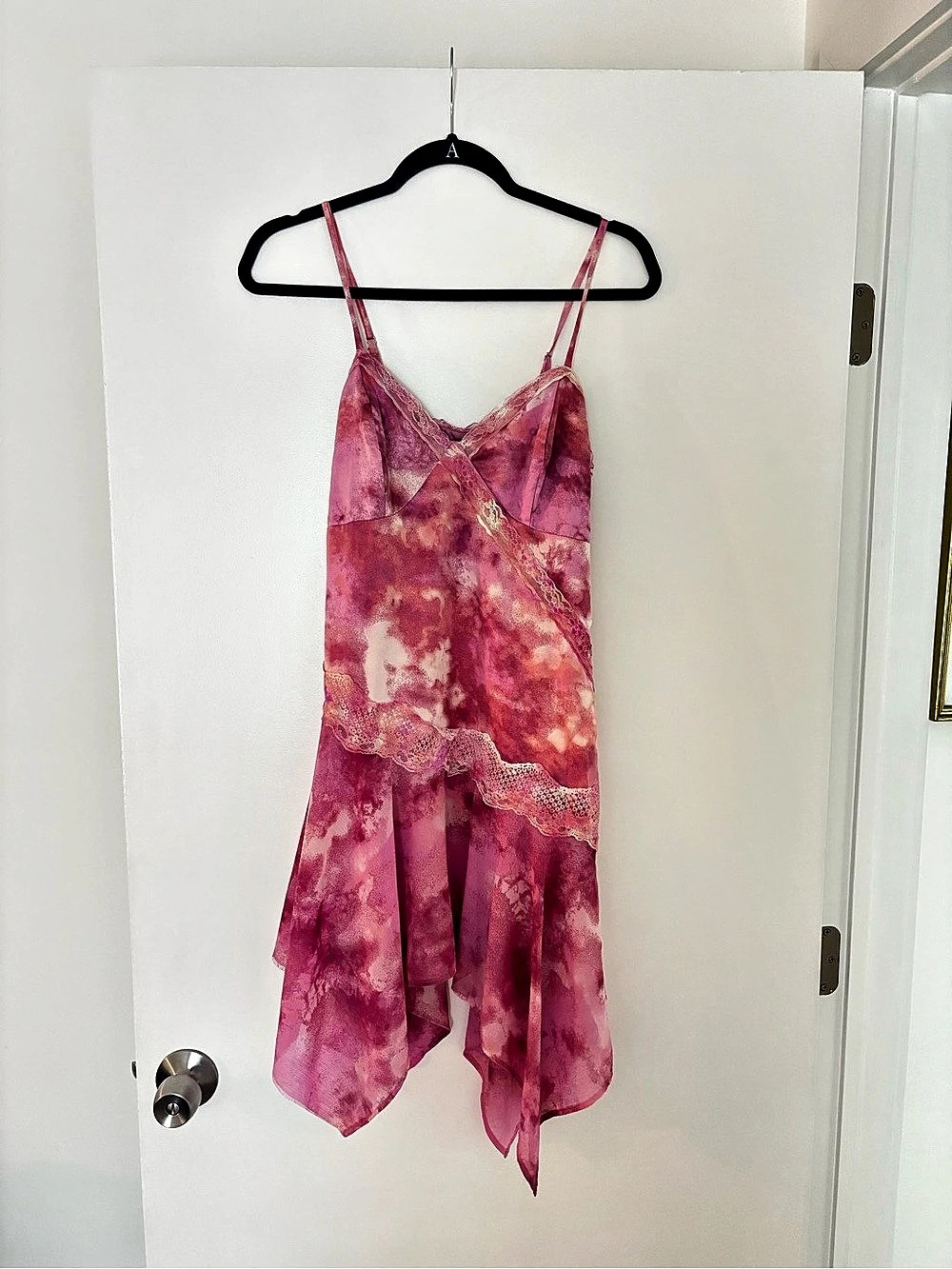 Wild fable Pink& Red scarf Lace Trim Mini Dress